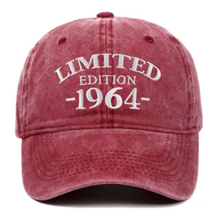 Vintage washed burgundy baseball cap with white 1964 Limited Edition embroidery detail