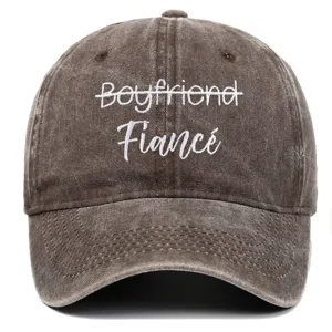 Vintage washed cotton baseball cap featuring embroidered Fiancé design for women