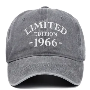 Vintage Washed Cotton Embroidered Baseball Cap Limited Edition Letter Distressed Adjustable Sun Protection Hat For Birthday Gift Men Women