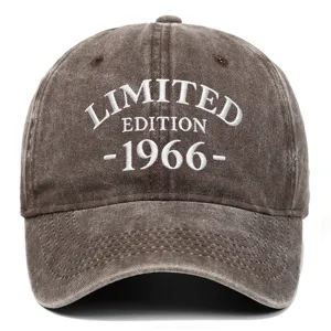 Washed brown baseball cap featuring white Limited Edition 1966 embroidery detail