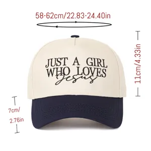Vue détaillée d'une casquette trucker bicolore avec mesures de tête 58-62cm