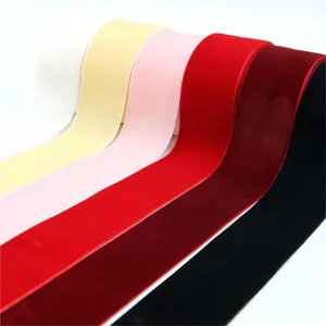 Velvet ribbon detail view showing multiple vibrant colors for gift packaging and DIY crafts.
