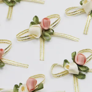 Band Rosen Schleife Dekoration fuer Hochzeitsgeschenkbox Schachtel, 4.5cm kleine Bluete.