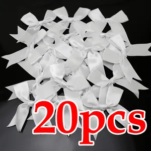 Juego de 20 piezas lazos de cinta de satin blanco tela de poliester manualidades bricolaje