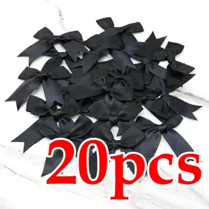 Lazos de cinta de satén negro para manualidades y regalos, 20pzs cintas decorativas.