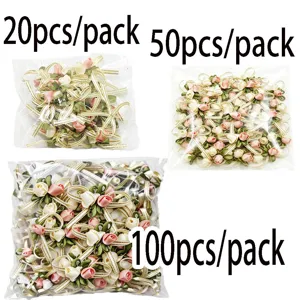Stoffbänder Rosen Schleife Dekorationen im Pack, ideal für Geschenkschachteln und Hochzeitsboxen.