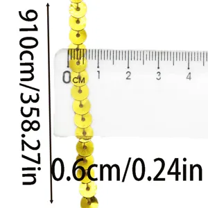 Χρυσή ταινία παγιέτας 0,6 cm πλάτος 910 cm μήκος λαμπερή κορδέλα παγιέτας για ραπτική DIY.