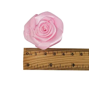 Capullo de rosa de cinta rosa flor de tela hecha a mano sombrero bricolaje 30pcs