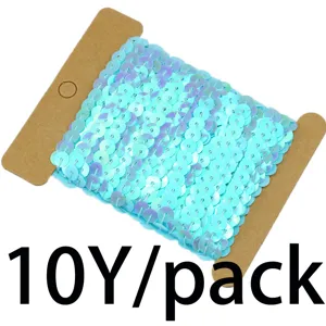 10 Yards 6mm Κορδέλα με Ιριδίζοντα Πούλιες Ρολό Glitter Πούλια για Χειροτεχνία και Ράψιμο
