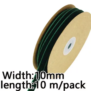 Dark green velvet ribbon roll 10mm wide and 10 meters long for gift wrapping and crafts.