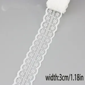 Weißes Spitzenband Zierband 3cm Breite DIY Nähzubehör für Hochzeitskleid Dekoration Basteln.