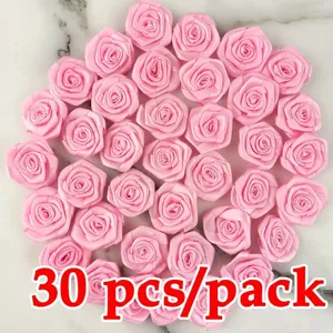 Capullos de Rosa de Cinta 4cm 30pzs Paquete Flores de Tela Rosa para Manualidades DIY