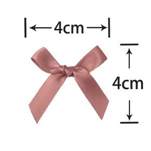 Bright pink satin ribbon bow 4x4cm polyester bows for DIY craft decoration 200pcs