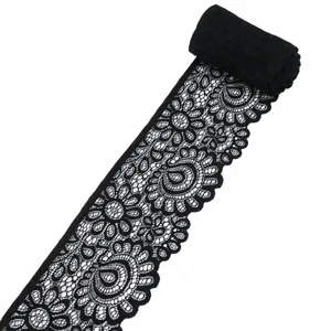 9cm Elastic Lace Trim Black Floral Ribbon Fabric Sewing DIY Wedding Dress Accessory