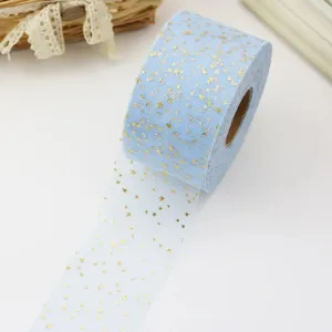 6cm stern tuch tüll rolle gold glitzer geschenkband band für blumenverpackung dekoration