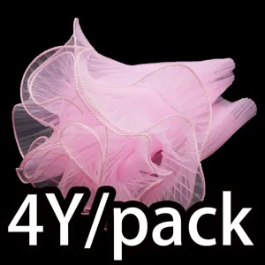Ροζ πλισέ τολ δαντέλα τελείωμα 4Y/pack 28cm πλάτος για συσκευασία δώρου ραπτική DIY.