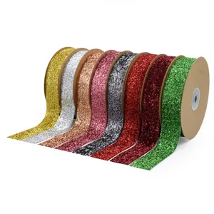 Multi-color glitter ribbon set, perfect for gift wrapping, bows, and craft decoration.