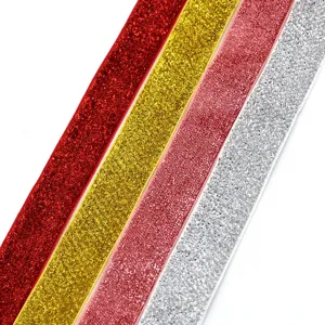 Glitter flocked ribbon 2.5cm wide sparkling gift wrapping bow tape for craft packaging roll