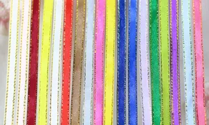 Gold edge satin ribbon 6mm colorful decorative ribbon for gift wrapping and bow making detail