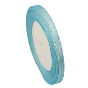 6mm silver edge ribbon spool fabric trim for gift wrapping, cake decoration, and crafts.