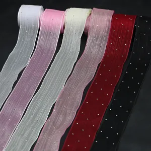 4cm Blasen Plissee Strass Tüllband für Blumenverpackung, Geschenke und Kuchendekoration.