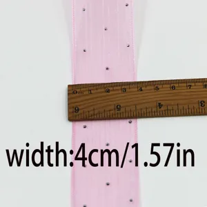 Nastro in rete rosa con strass, larghezza 4 cm, ideale per confezioni floreali e torte.