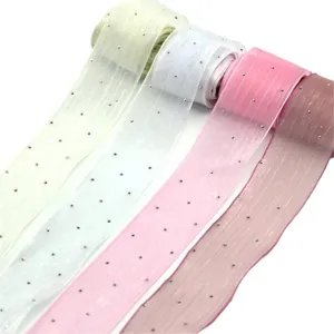 Nastro in rete strass plissettato a bolle da 4cm per confezione di fiori e regali 5m