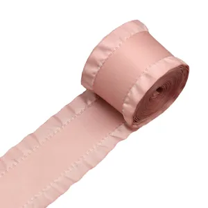 Nastro di raso rosa con volant 4cm nastro plissettato per confezioni regalo matrimonio diy