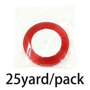 Red gold edge satin ribbon roll 25 yards package for gift wrapping and cake decoration.