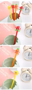 Stylos gel légumes de dessin animé avec motifs de carotte, citrouille et pastèque