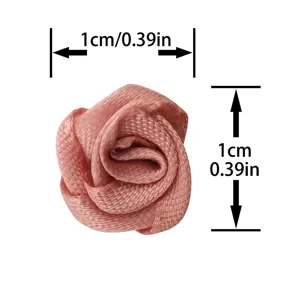 1cm mini rosas de cinta de satin flores de tela para decoracion de boda, rosa, 100pz