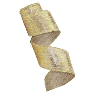 Goldene metallische Draht-Weihnachtsband 5cm für DIY Geschenk-Schleifen Festdekoration