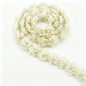 Cinta de encaje de gasa de 4,5 cm flor para costura DIY, envoltorio de regalos y manualidades.