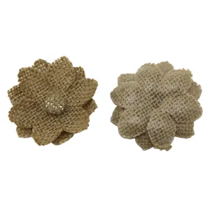 6cm Rustic Burlap Flowers DIY Craft Handmade Jute Flowers for Clothing Accessories Wedding Decor