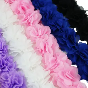 Cinta de ribete de flores de encaje de gasa de 4,5 cm para costura artesanal y decoracion DIY