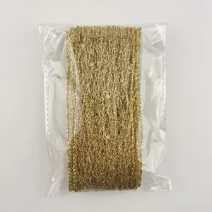 Gold glitter mesh ribbon 5cm decorative hollow ribbon for gift wrapping crafts holiday