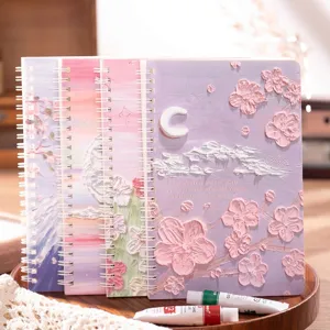 Cuaderno de Espiral A5 Portada de Paisaje de Pintura al Óleo Diario de Línea Horizontal Engrosado Para Estudiantes Oficina
