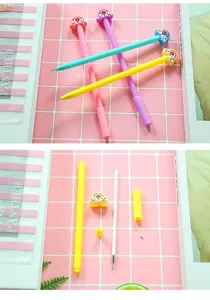 Detailed view showing disassembled components of a rainbow cloud gel pen in multiple colors