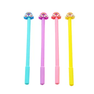 Set of cute cartoon rainbow cloud gel pens for students and office stationery school