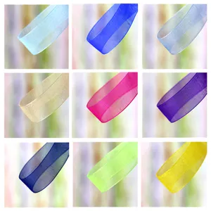 Sheer organza ribbon roll for gift wrapping, wedding party decoration, floral bouquet, 9 colors