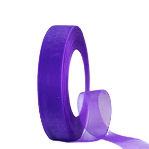 Purple organza ribbon for gift box packaging, flower bows, and baking cake decoration.