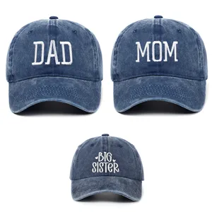 Cappellino da Baseball in Cotone Lavato Ricamato Mom Dad Big Sister Brother Set Famiglia Cappello da Sole Retro Genitori Bimbi