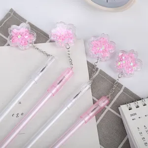 Creative Cherry Blossom Pendant Gel Pen Girly Heart Quicksand Sequin Ink Pen Needle Tip Student Sign Pen Stationery