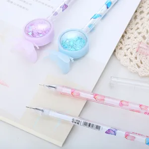 Cute pastel butterfly gel pens with glitter sequins for school and office stationery