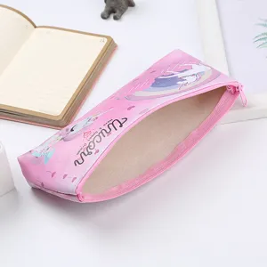 Süßes rosa Einhorn-Mäppchen aus PU-Leder mit Reißverschluss und großem Fach für Schreibwaren.