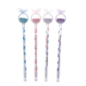 Cute butterfly gel pens with sparkling sequins and black ink for students