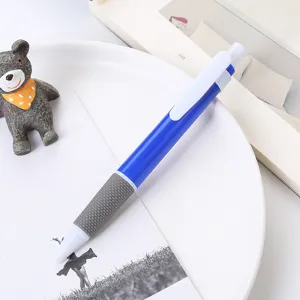 Süßer blauer Druckkugelschreiber in Bonbonfarben mit Gummigriff für Schule und Büroalltag