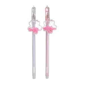 Cute cherry blossom pendant gel pens with pink liquid shaker sequins for school students