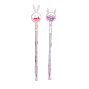 Cute cartoon bunny and deer gel pens with shimmering sequins for students