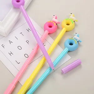 Creative donut unicorn gel pens set with colorful cartoon designs for school and office